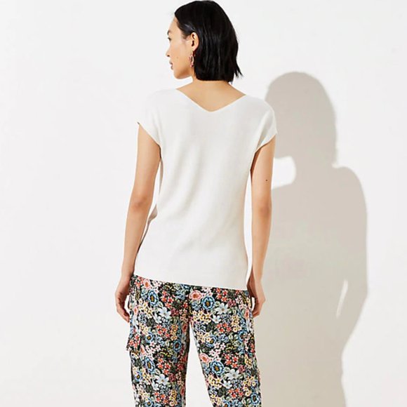 Loft Olive Ribbed Cap Sleeve Sweater - Picture 4 of 4